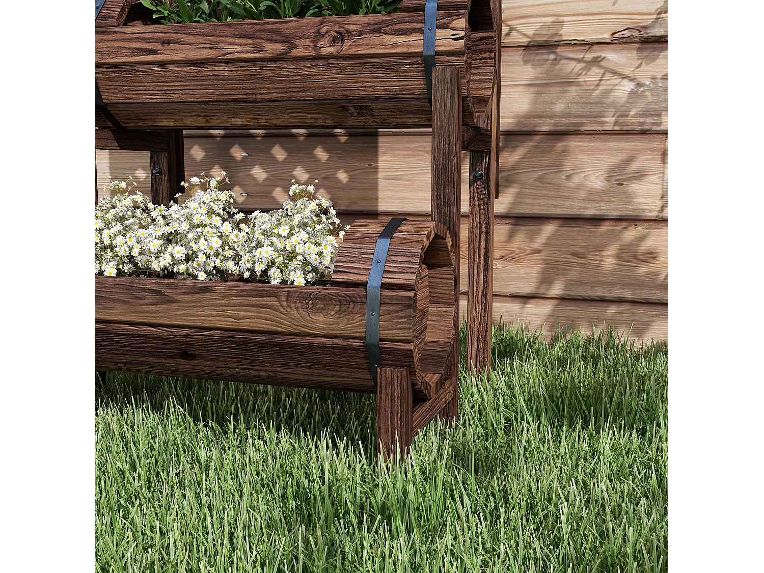 Jardinière surélevée potager sur pied 2 niveaux et treillis