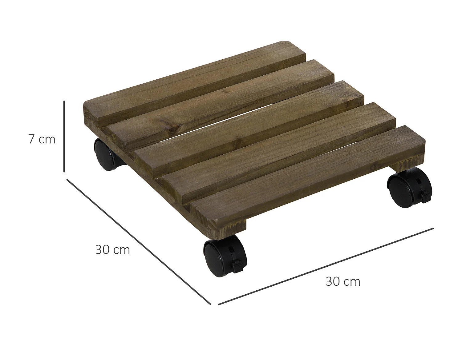 Porte plante à roulettes - support de pots de fleurs à roulettes - lot de 2 - bois sapin pré-huilé