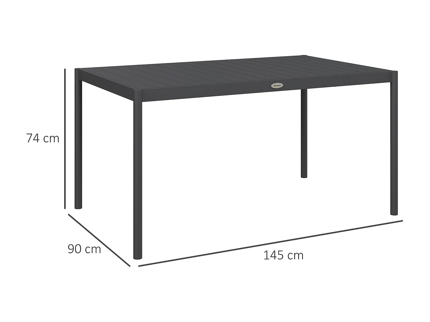 Table de jardin rectangulaire 6 personnes plateau lattes aspect bois alu gris