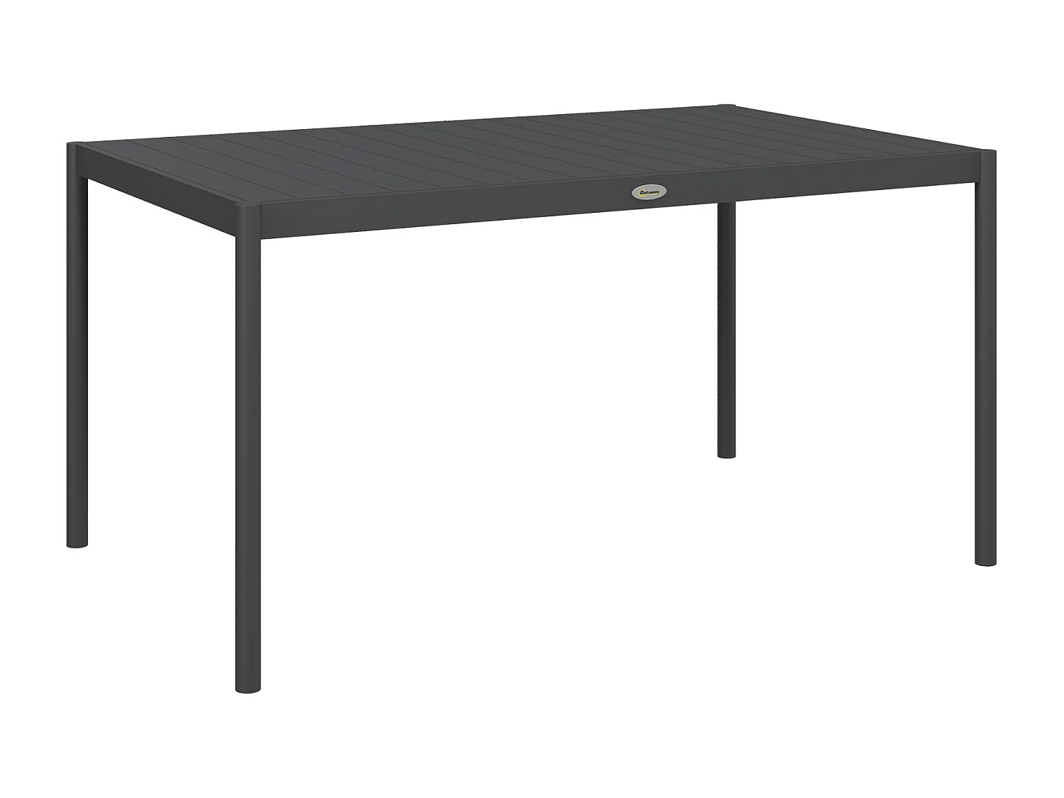 Table de jardin rectangulaire 6 personnes plateau lattes aspect bois alu gris