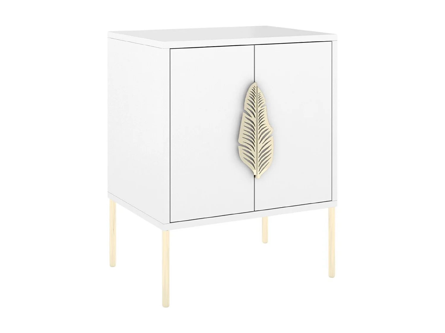 Biała szafka nocna Skandica MERLIN ze złotymi dodatkami