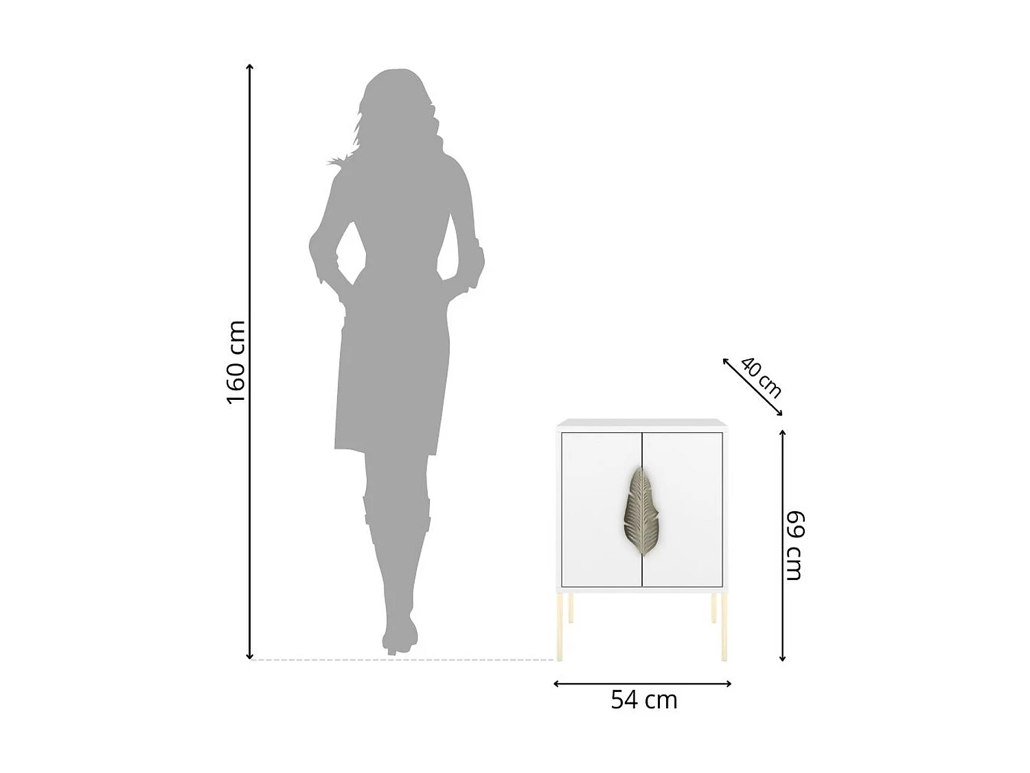 Biała szafka nocna Skandica MERLIN ze złotymi dodatkami