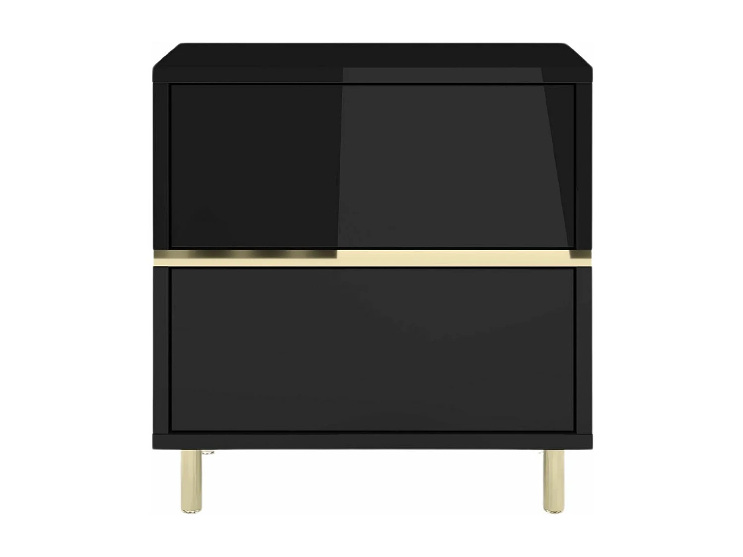 Table de chevet élégante noire MARIKA avec des accents dorés / 49 cm