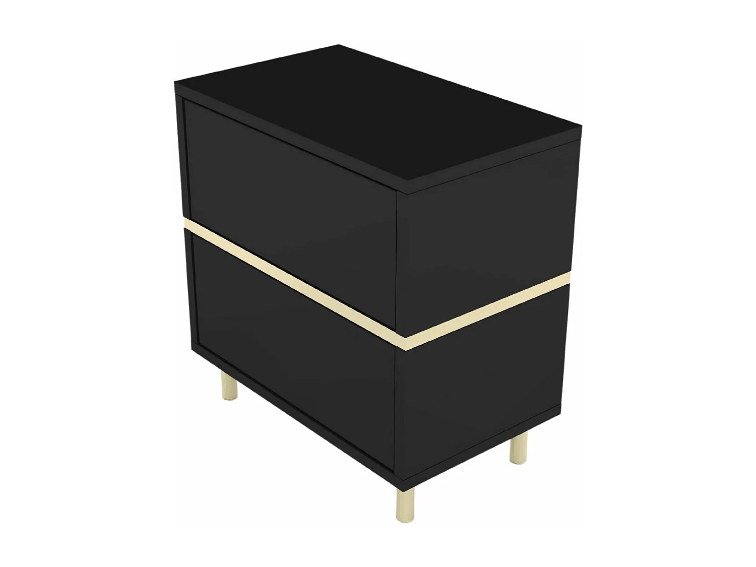 Table de chevet élégante noire MARIKA avec des accents dorés / 49 cm