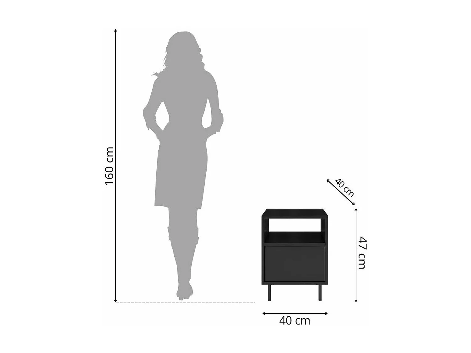 Czarna nowoczesna szafka nocna Dancan MIRKA
