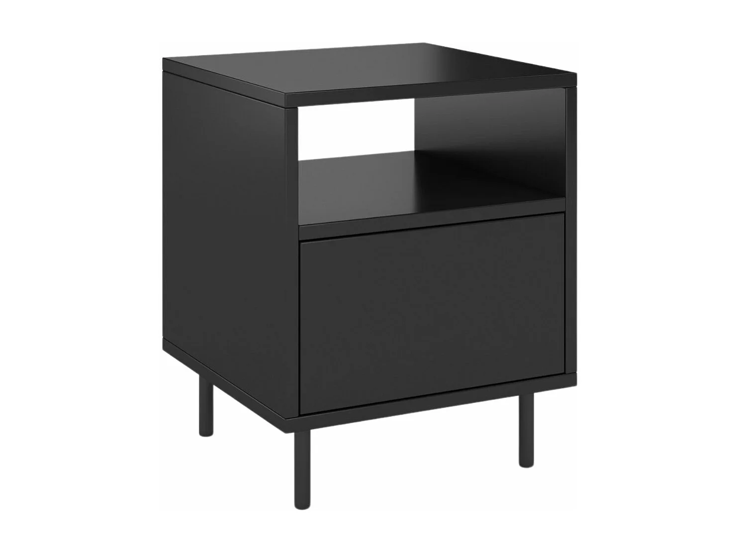 Nachttisch Mirka, schwarz, push to open system, minimalistisch