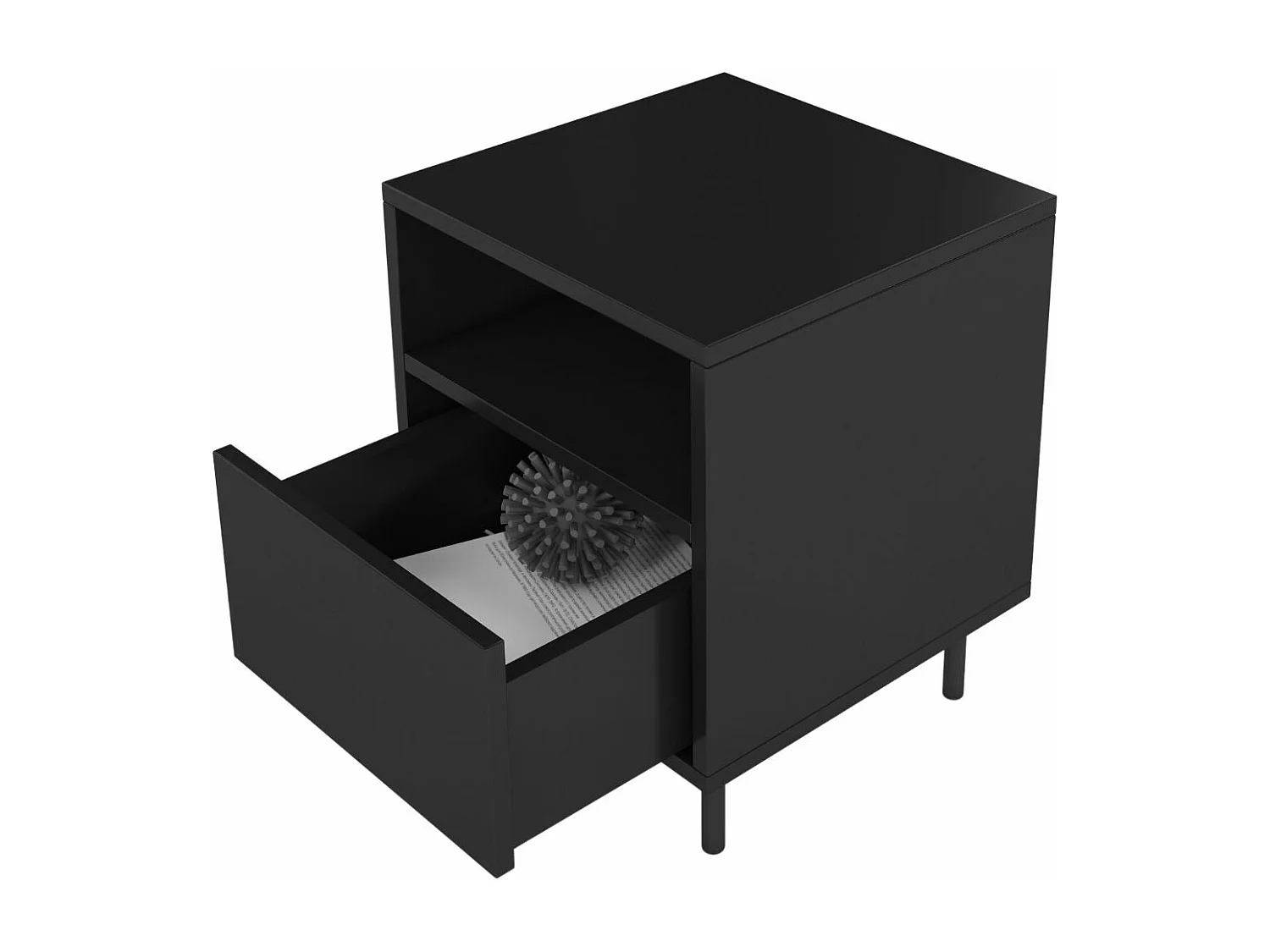 Nachttisch Mirka, schwarz, push to open system, minimalistisch