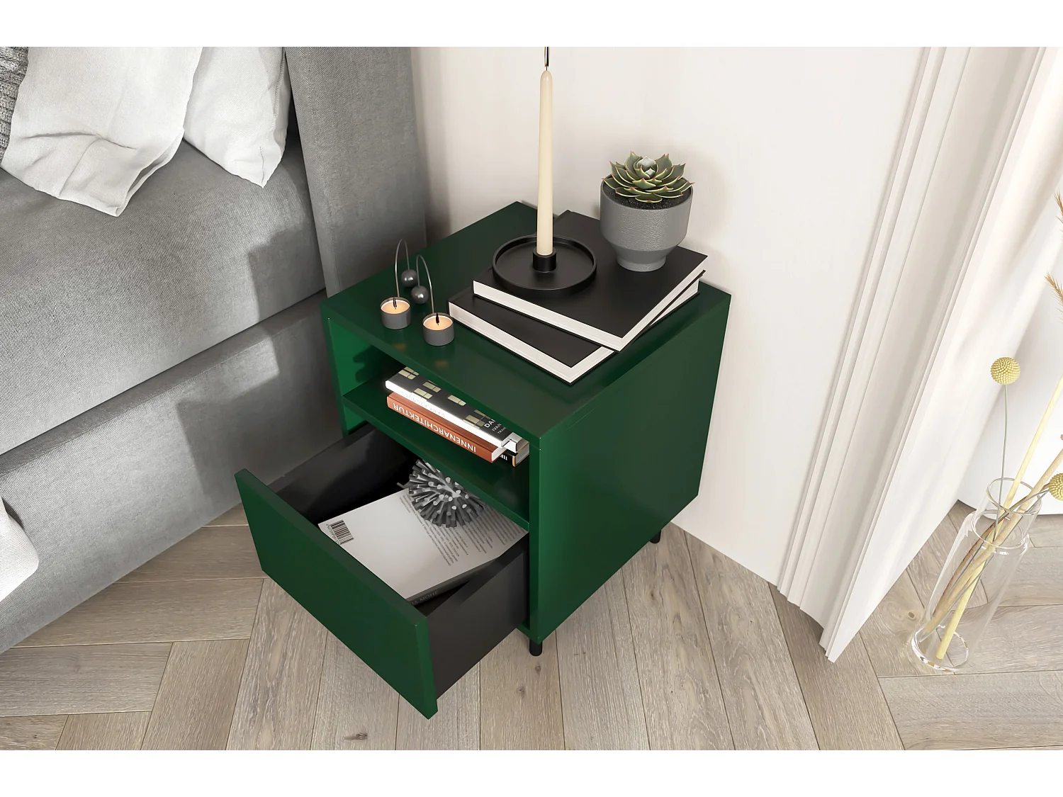 Zielona nowoczesna szafka nocna Dancan MIRKA