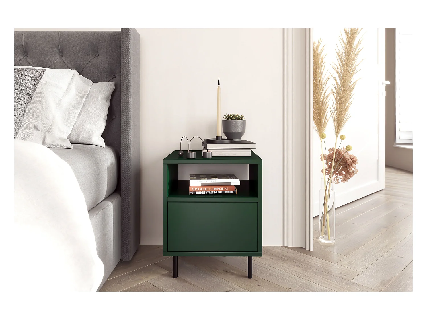 Table de chevet moderne verte MIRKA / 40 cm