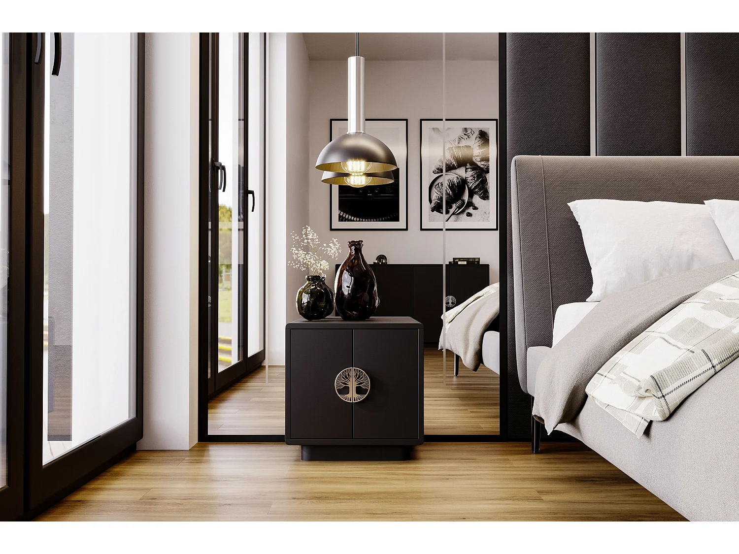 Czarna szafka nocna Dancan LOTTA