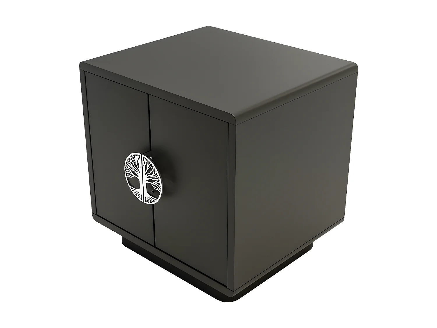 Nachttisch Lotta, schwarz, silberne griffen, abgerundete kanten