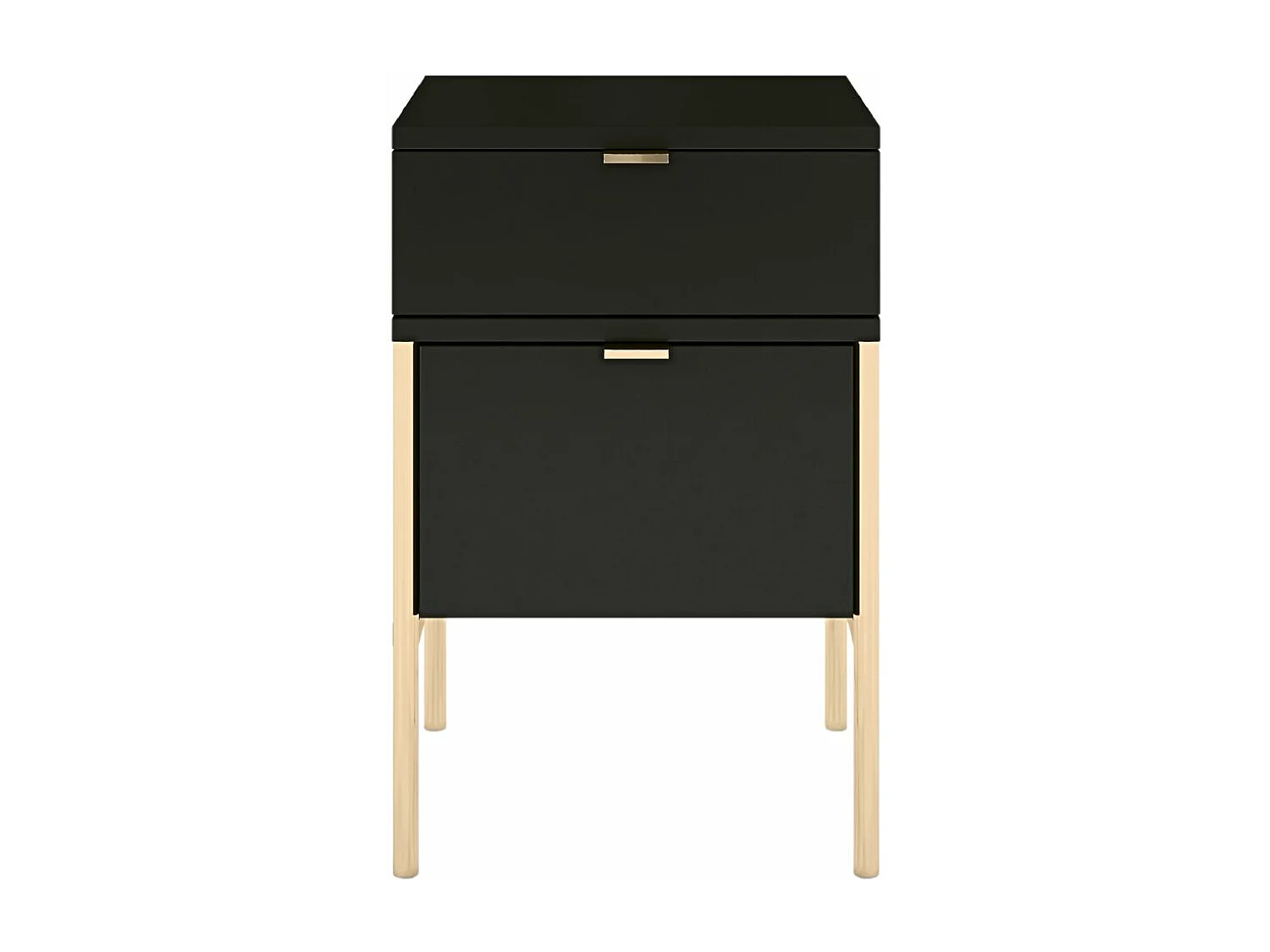 Table de chevet élégante noire POLKA sur des pieds dorés / 38 cm