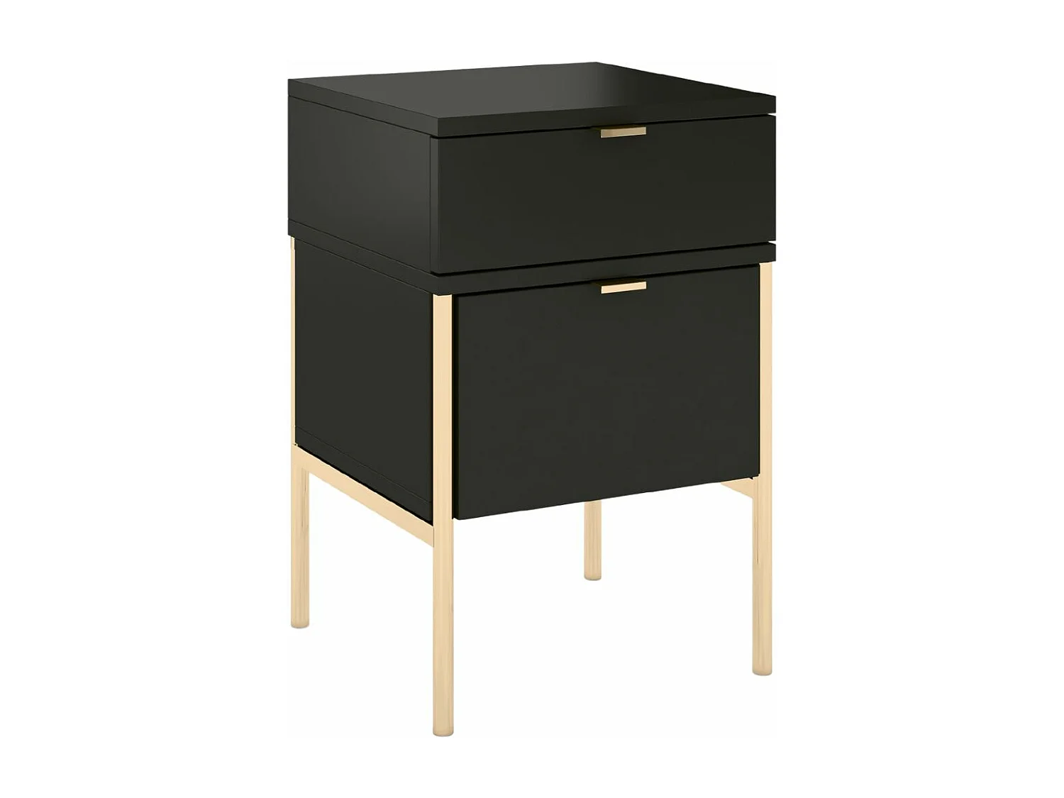 Table de chevet élégante noire POLKA sur des pieds dorés / 38 cm