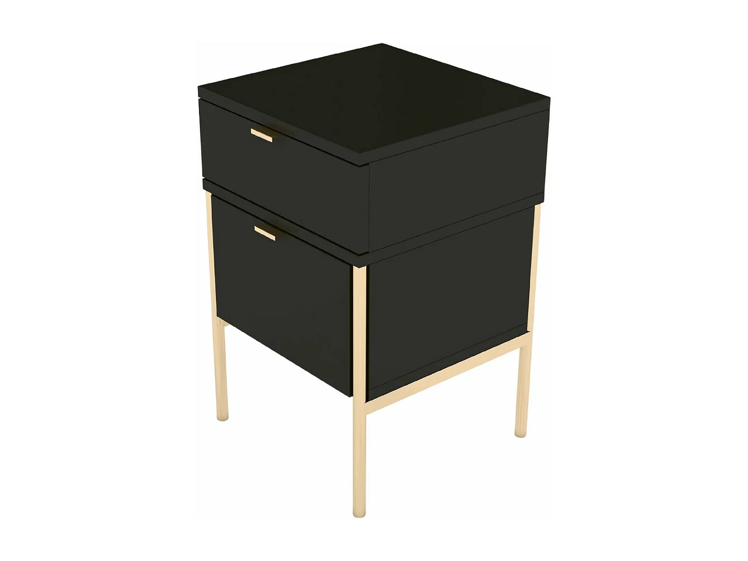 Table de chevet élégante noire POLKA sur des pieds dorés / 38 cm