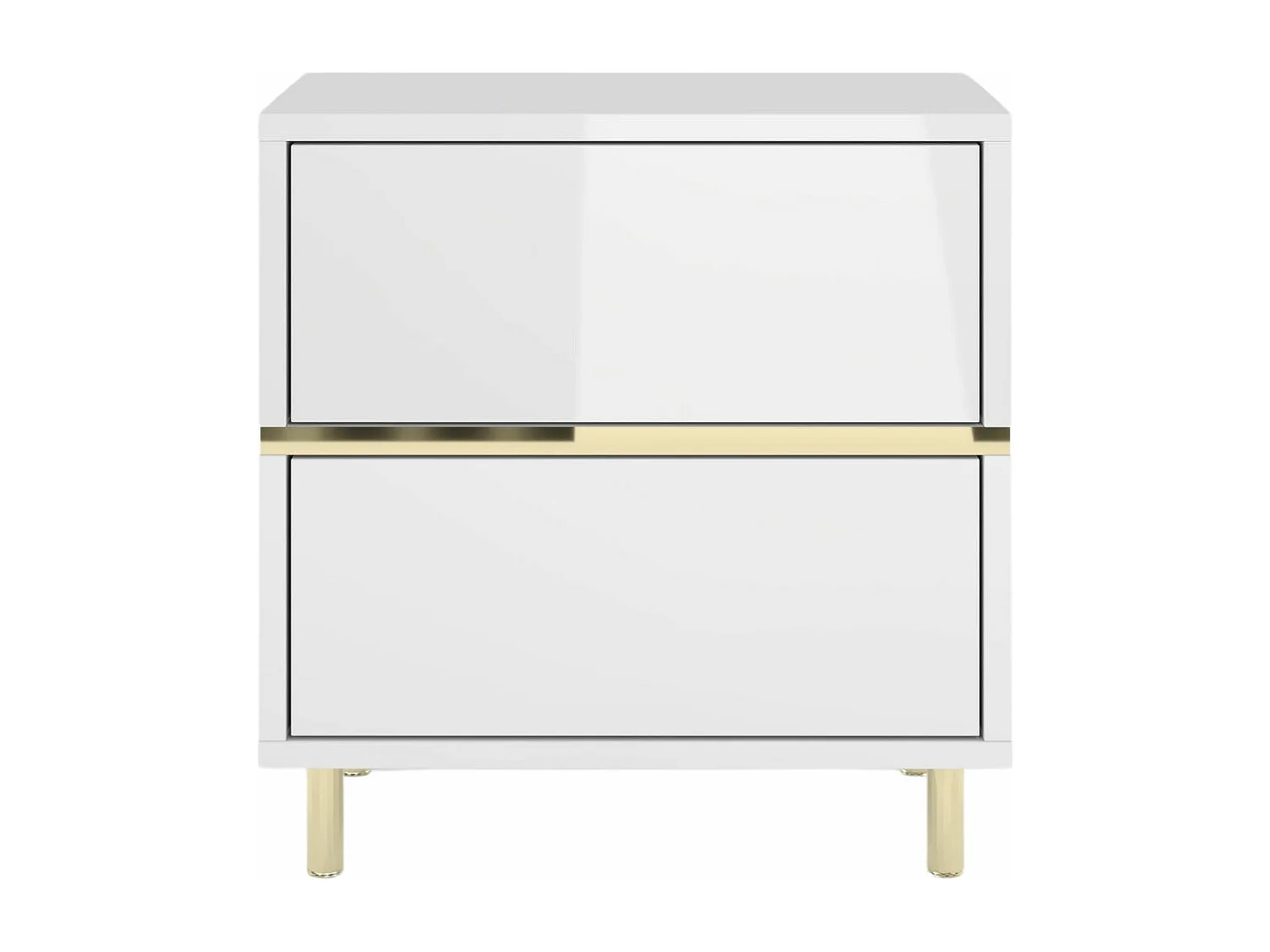 Table de chevet élégante blanche MARIKA avec des accents dorés / 49 cm