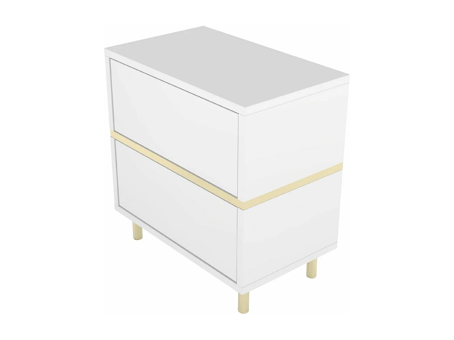 Table de chevet élégante blanche MARIKA avec des accents dorés / 49 cm