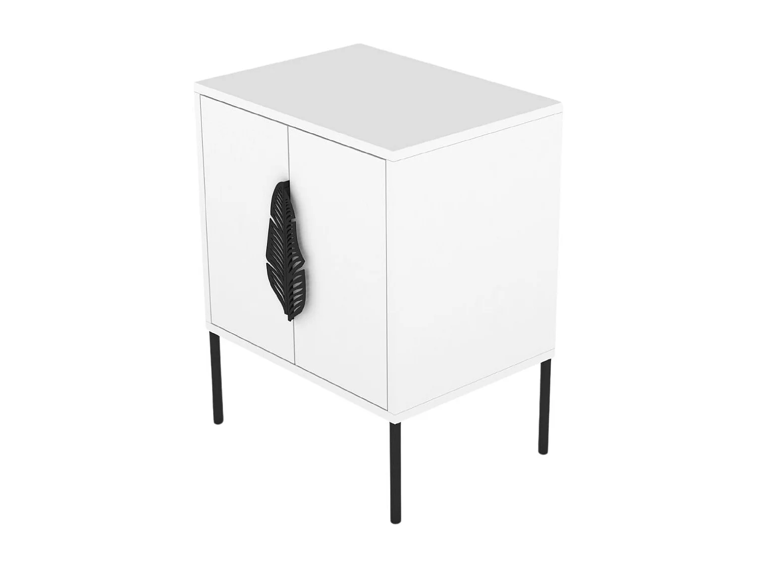 Nachttisch Merlin, weiß, schwarze details