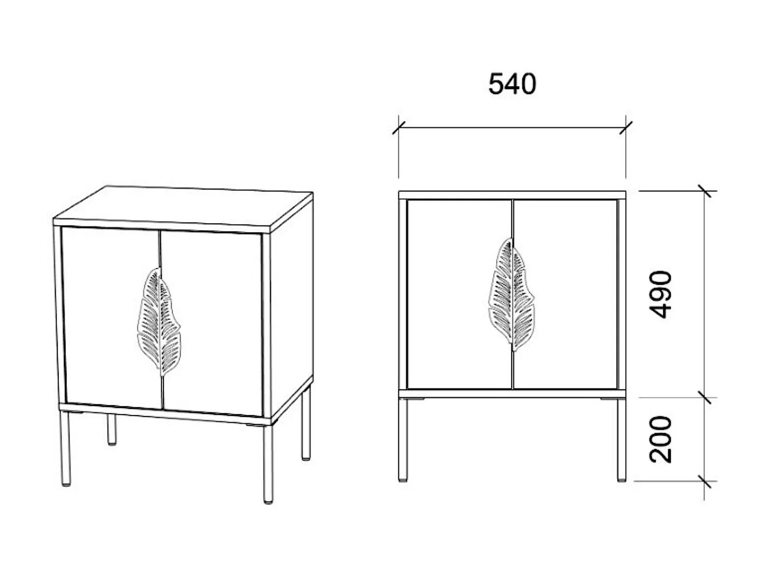 Nachttisch Merlin, weiß, schwarze details