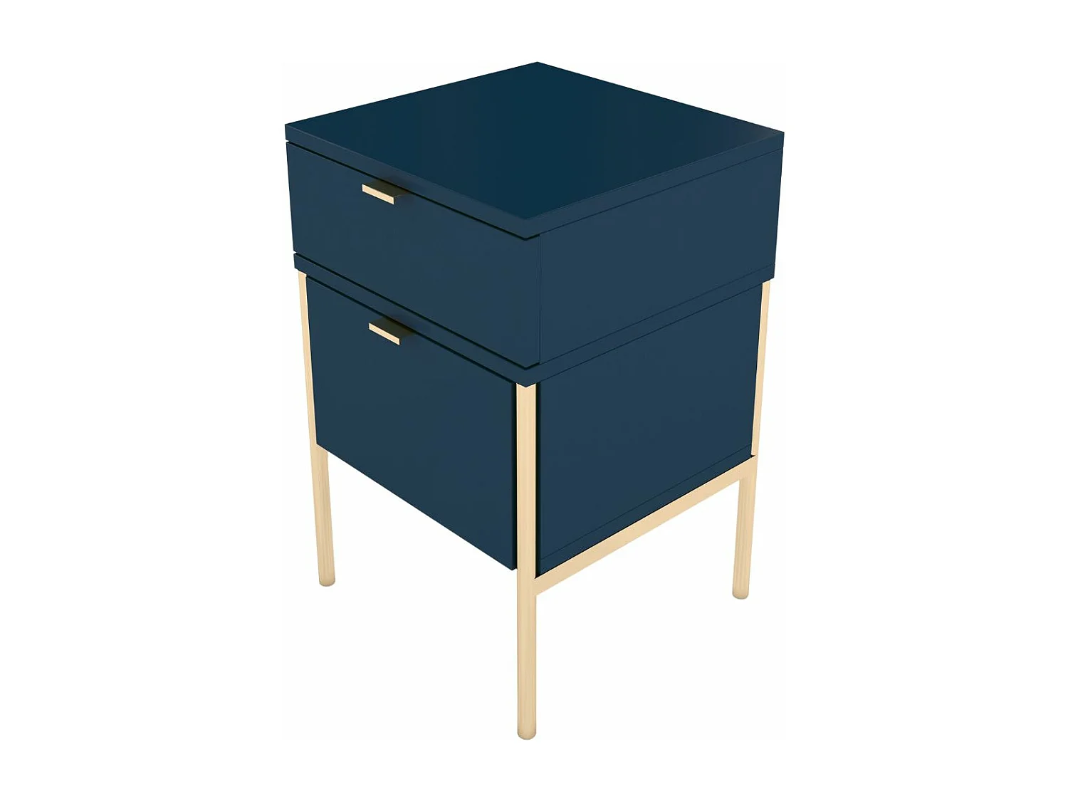 Table de chevet élégante bleu marine POLKA sur pieds dorés / 38 cm