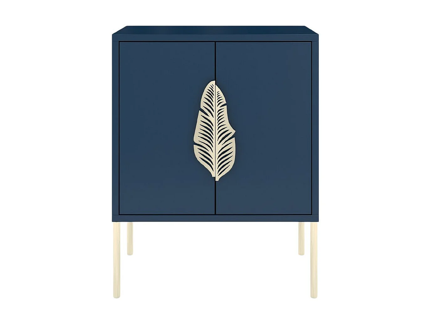 Table de chevet bleu marine MERLIN avec des accents dorés / 54 cm