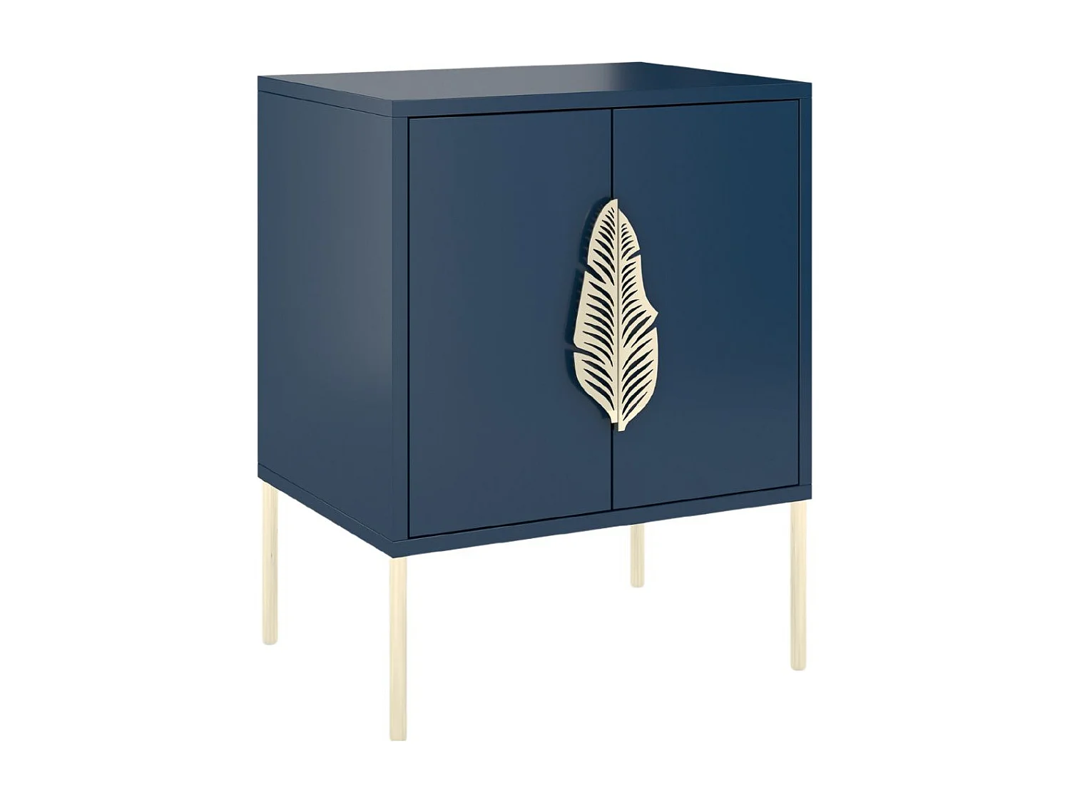 Table de chevet bleu marine MERLIN avec des accents dorés / 54 cm