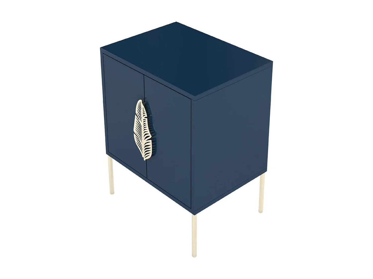 Table de chevet bleu marine MERLIN avec des accents dorés / 54 cm