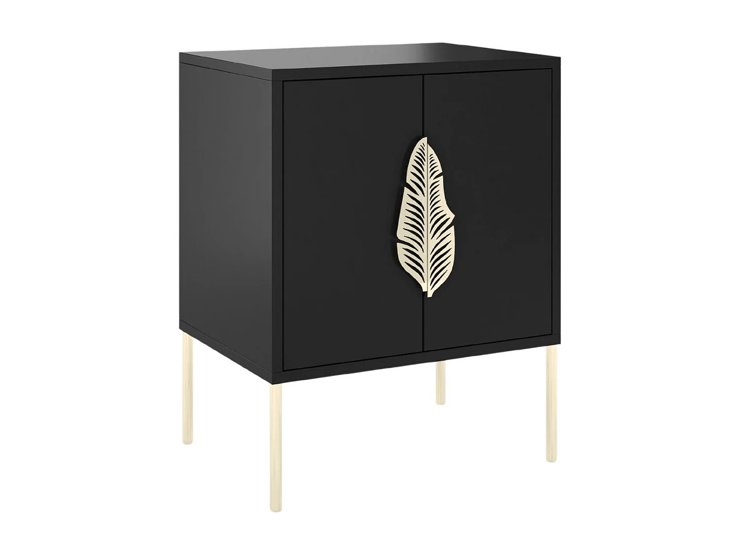 Nachttisch Merlin, schwarz, goldene details