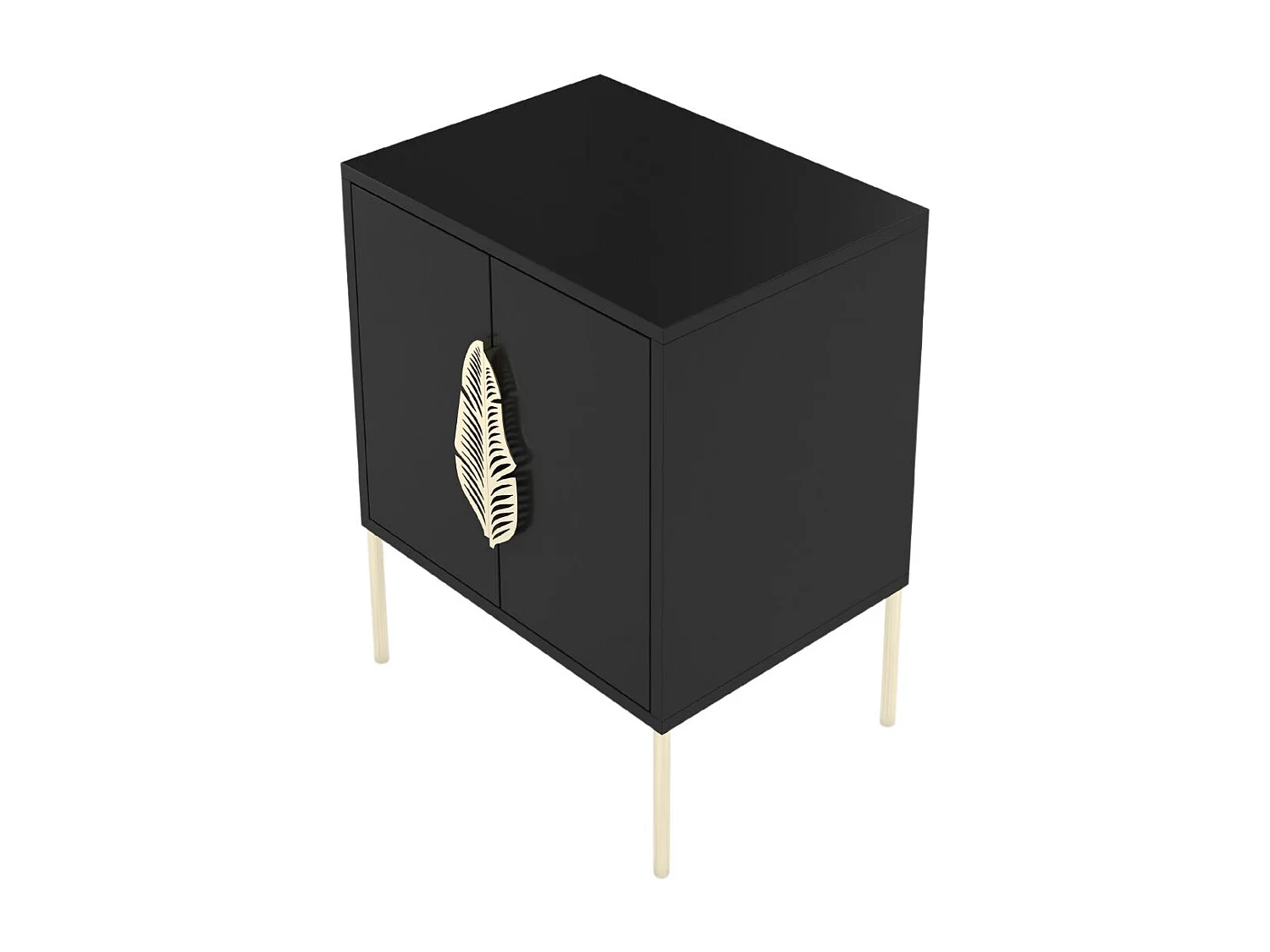 Nachttisch Merlin, schwarz, goldene details
