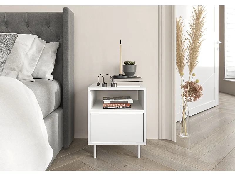 Biała nowoczesna szafka nocna Dancan MIRKA