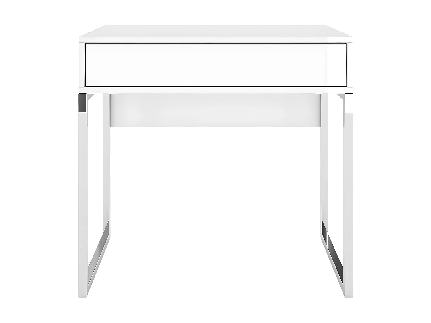 Schminktisch Eva, weiß, silberne beine, hochglanz