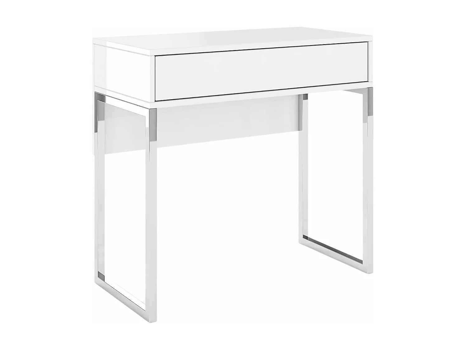 Schminktisch Eva, weiß, silberne beine, hochglanz