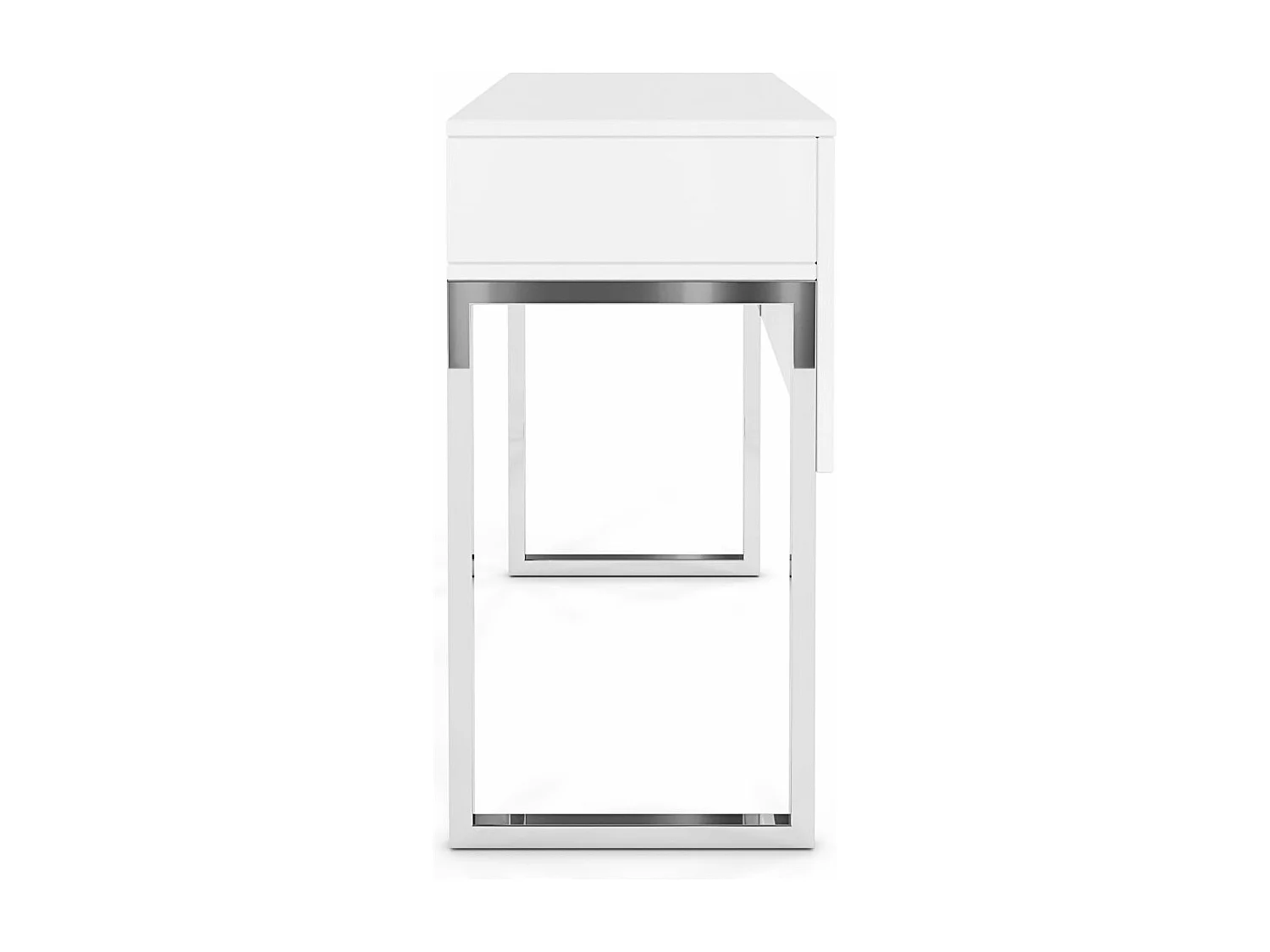 Schminktisch Eva, weiß, silberne beine, hochglanz