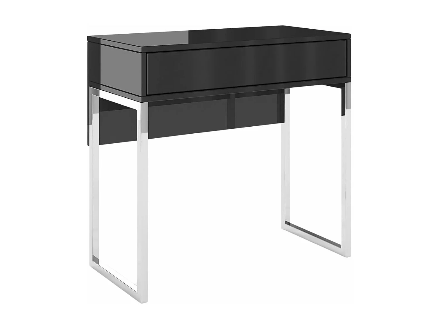 Czarna nowoczesna toaletka Dancan EVA ze srebrnym stelażem