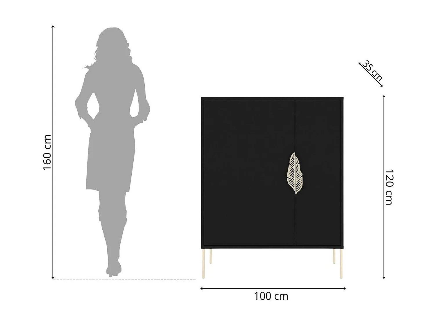 Szafka na buty Skandica MERLIN ze złotymi dodatkami