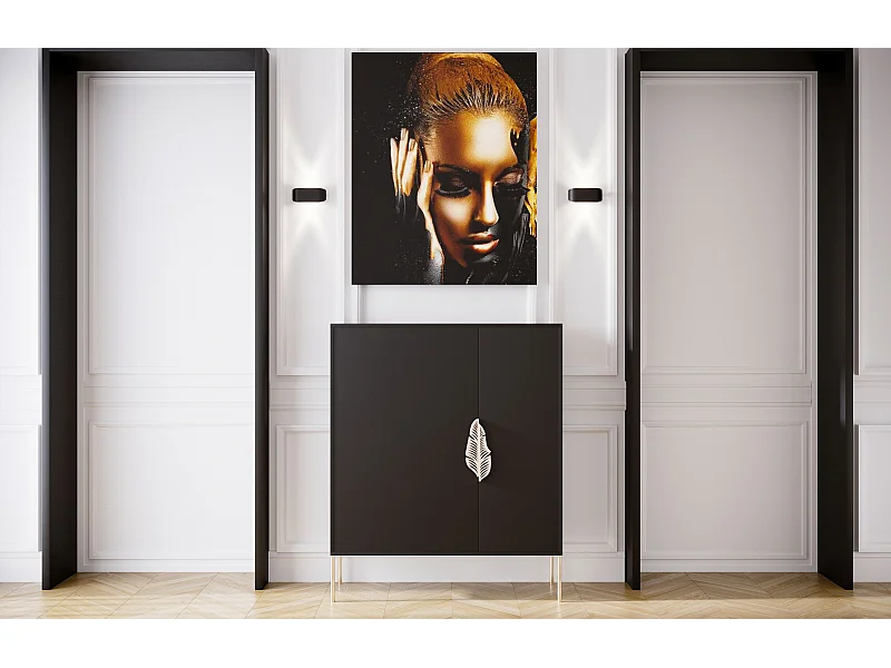 Schuhschrank Merlin, schwarz, goldene details