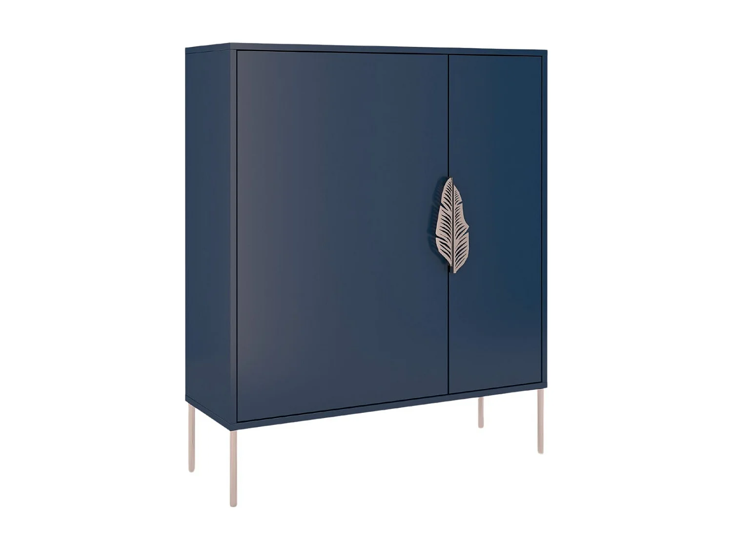 Buffet bleu marine / meuble à chaussures MERLIN avec détails dorés / 100 cm