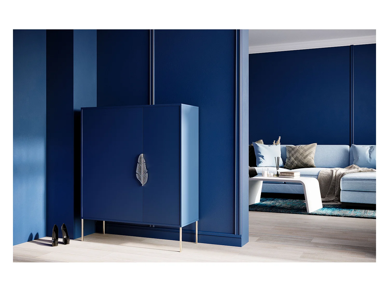 Szafka na buty Skandica MERLIN ze złotymi dodatkami