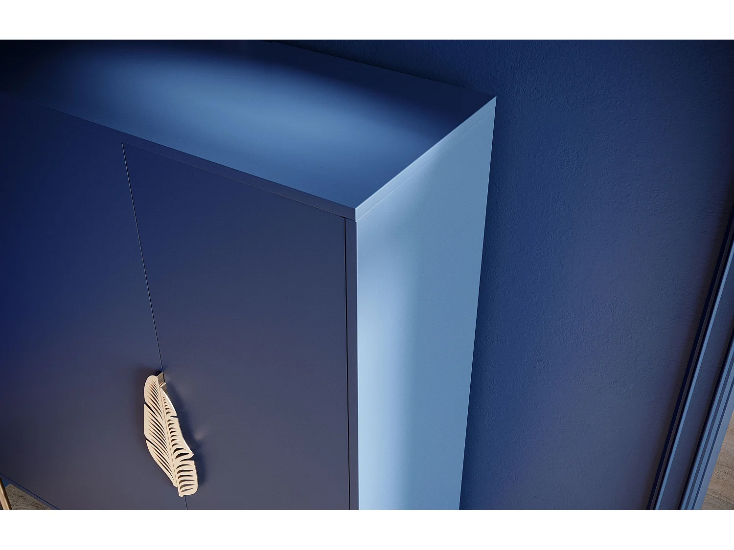 Schuhschrank Merlin, marinblau, goldene details