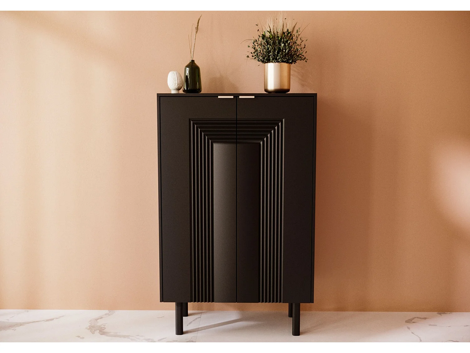 Meuble à chaussures / Buffet haute noire YOKO / 80 cm