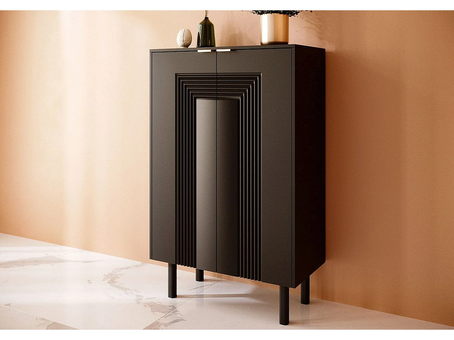 Meuble à chaussures / Buffet haute noire YOKO / 80 cm