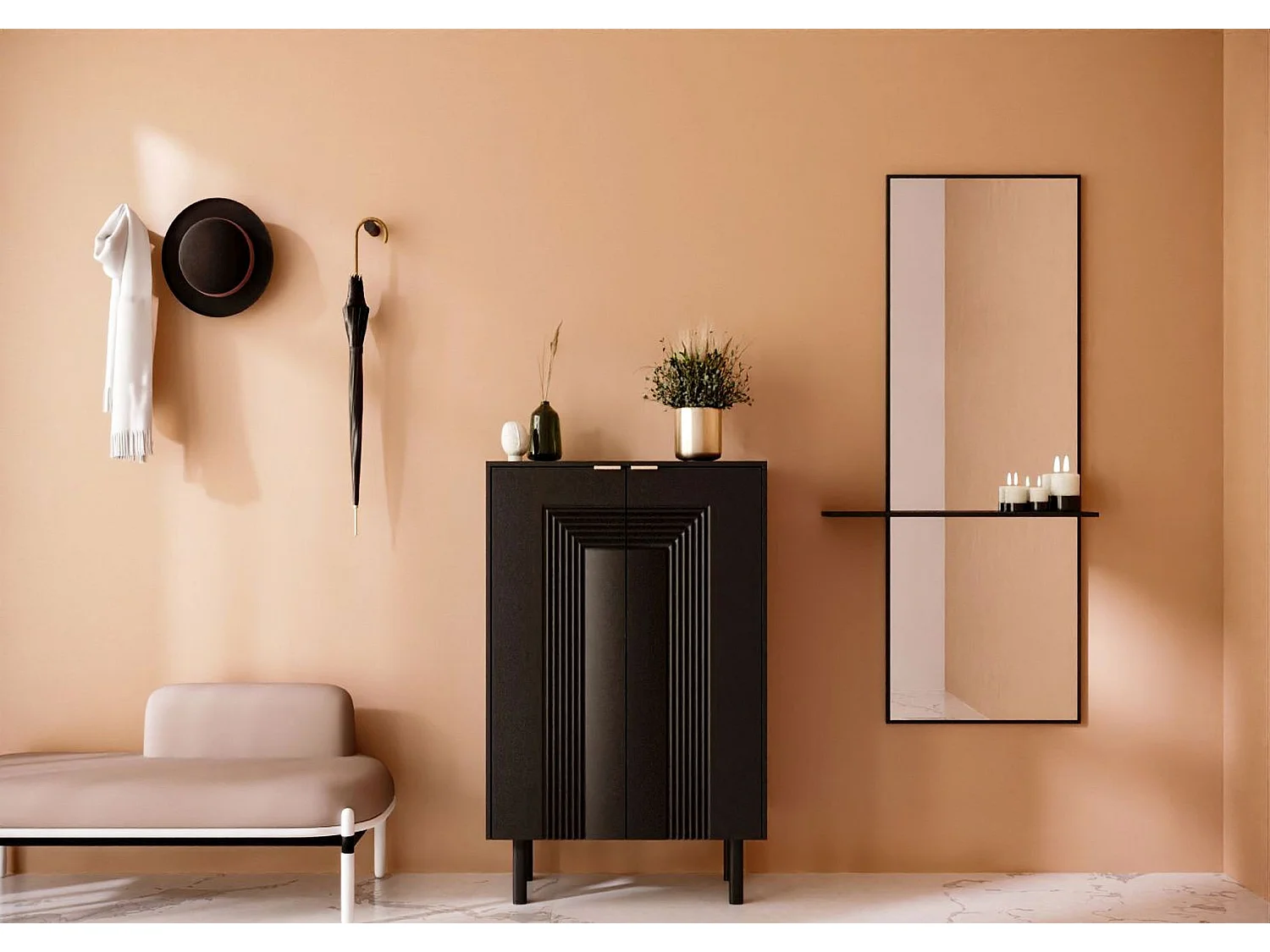 Meuble à chaussures / Buffet haute noire YOKO / 80 cm