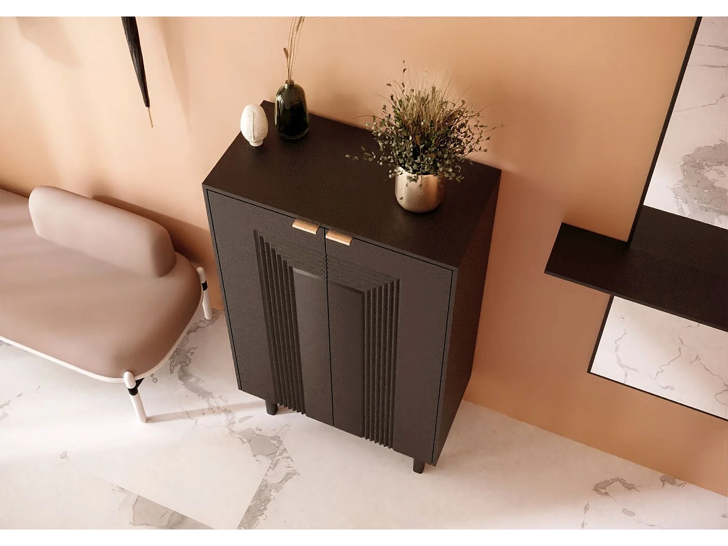 Meuble à chaussures / Buffet haute noire YOKO / 80 cm