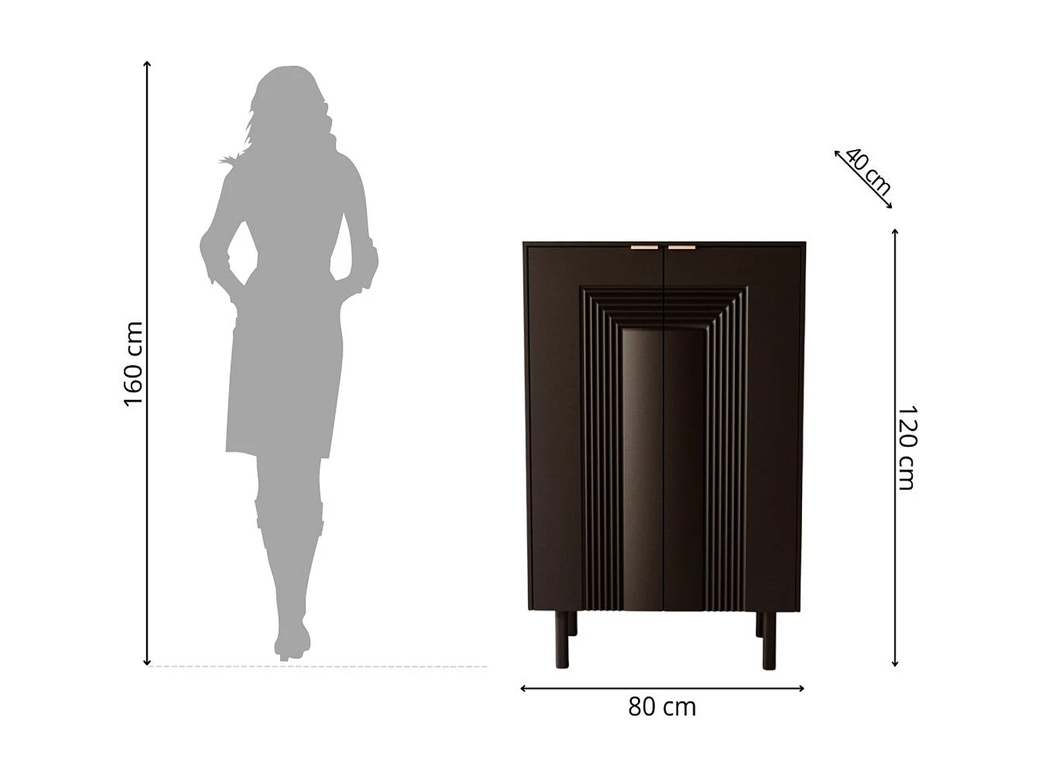 Meuble à chaussures / Buffet haute noire YOKO / 80 cm