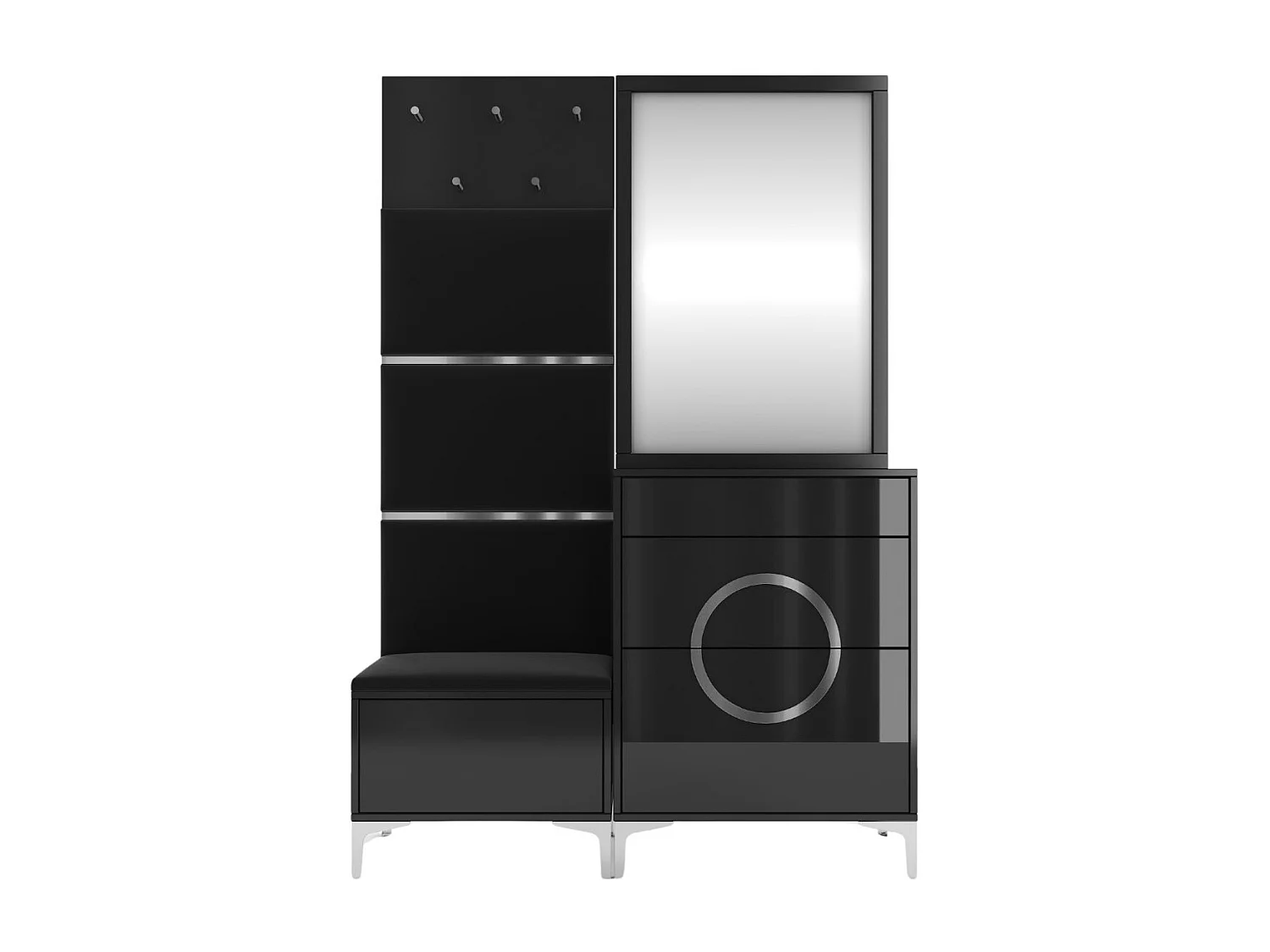 Czarny zestaw mebli do przedpokoju Dancan EVELINE / połysk
