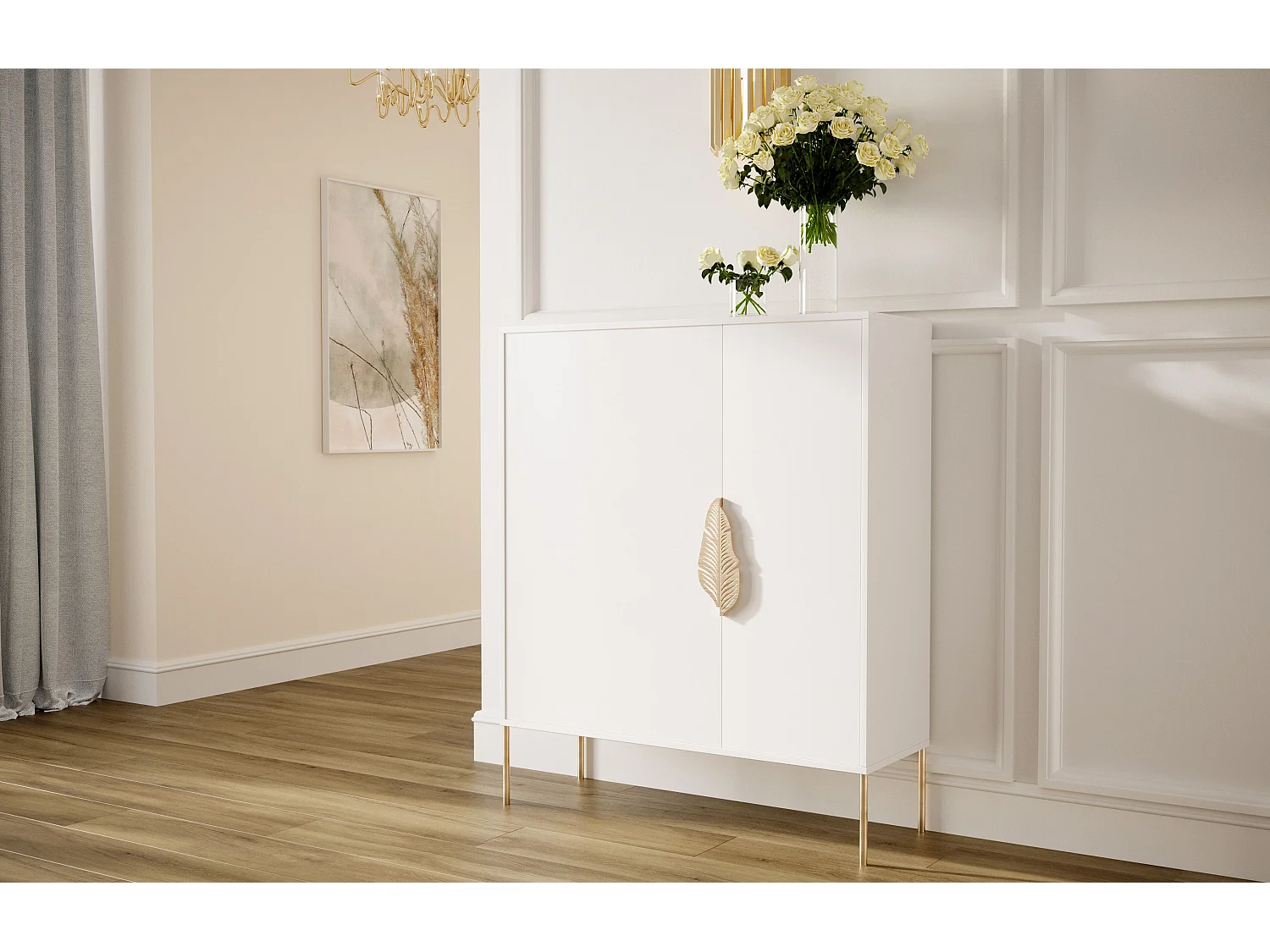 Szafka na buty Skandica MERLIN ze złotymi dodatkami