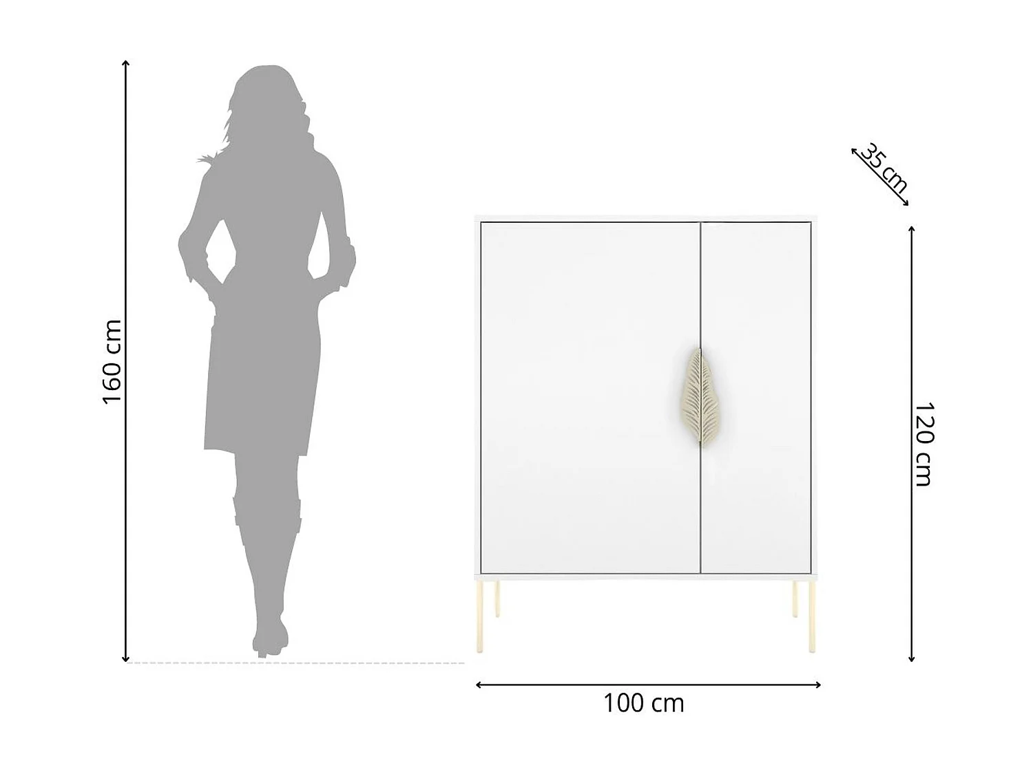 Szafka na buty Skandica MERLIN ze złotymi dodatkami