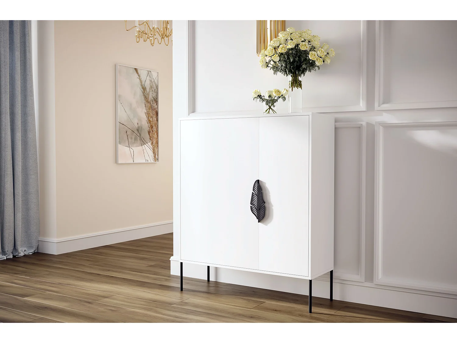 Schuhschrank Merlin, weiß, schwarze details