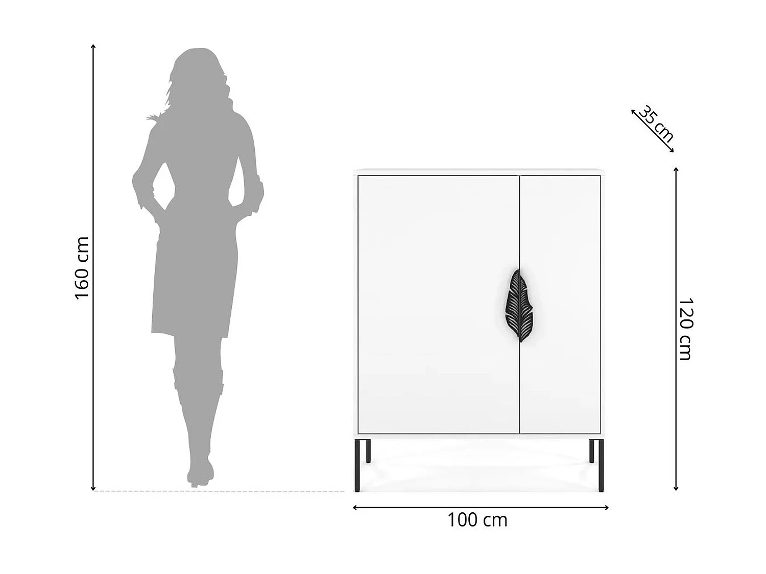Schuhschrank Merlin, weiß, schwarze details