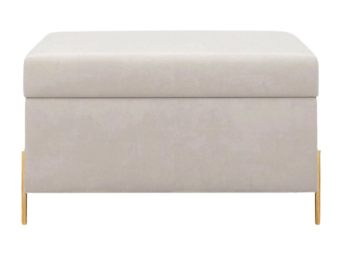 Beżowa tapierowana ławka Dancan BORGO z pojemnikiem