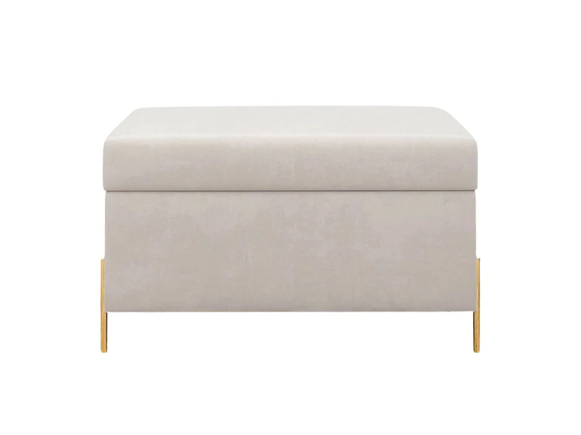 Hockerbank Borgo mit stauraum, samt beige, metal gold